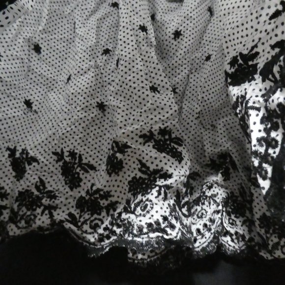 COSTA BLANCA | Black and White Polka Dot and Flower Stitched Skirt | 100% Cotton - Picture 9 of 15